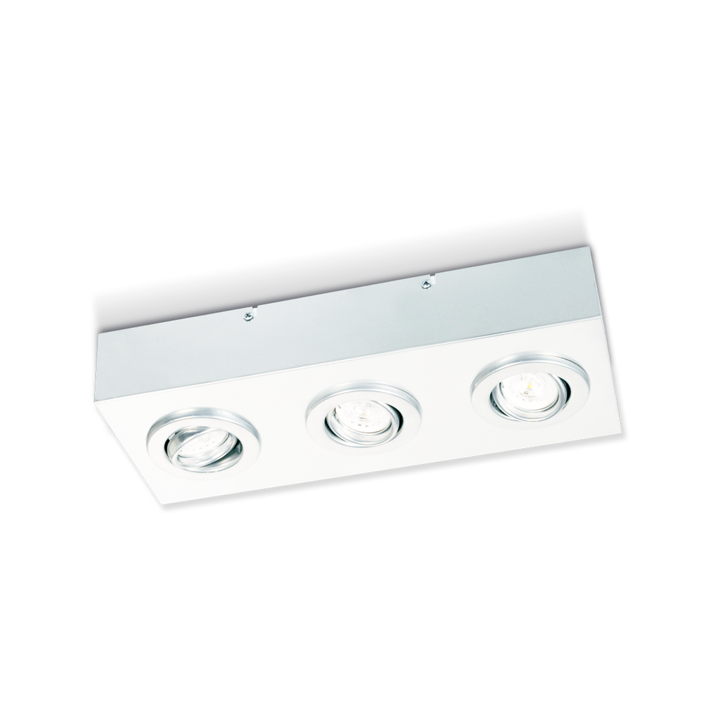 PLAFON RECTANGULAR 17X 43CM GU10 3 LUCES MOVILES BLANCO