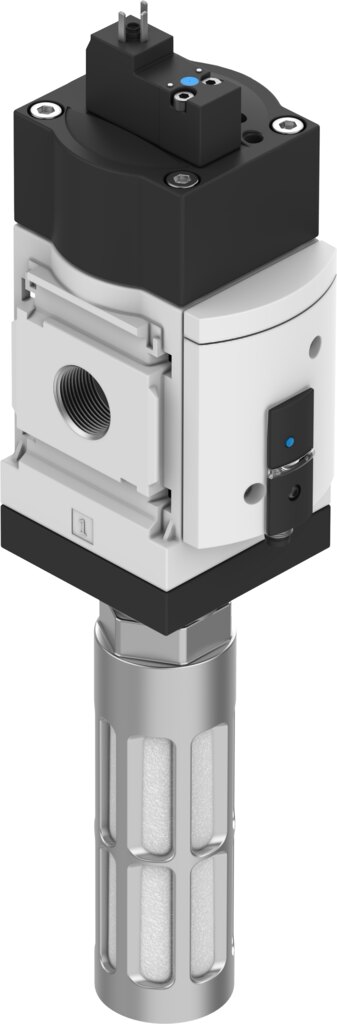 VALVULA DE ARRANQUE PREGRESIVO Y ESCAPE / ROSCA G1/2 / CAT. 1 - 1 CANAL / C/ SILENCIADOR / 10 BAR / 24 VDC - CONEX. ELEC. FORMA C - 2 CONTAC. / C/ SENSOR PRESION SDE5 10 BAR PNP-NA C/ CONEC. M8