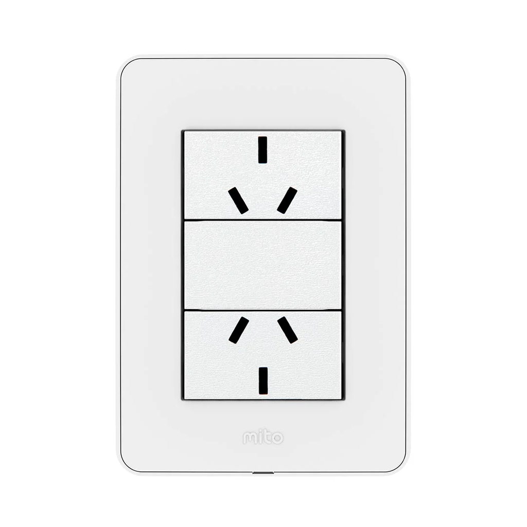 TAPA BASTIDOR 10X5 VERONA MITO 2 TOMA C/T 250VCA 10A BLANCO / BLANCO