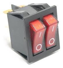 INT TECLA "DOBLE"   15A  250V ON-OFF ROJO C/LUZ    28x22MM