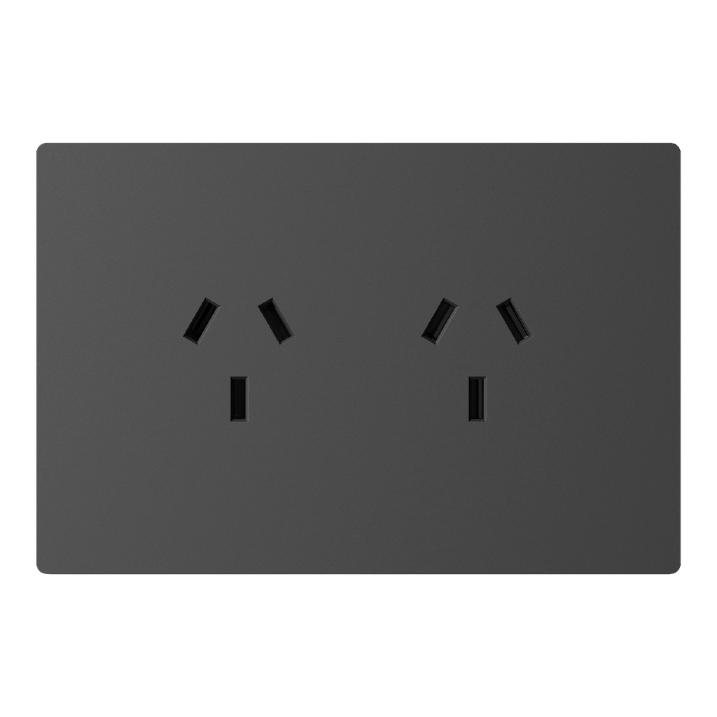 MODULO TOMACORRIENTE DOBLE MILAN GRIS MACROLED, AC 250V, 10A MAX. BASTIDOR METALICO