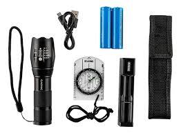 LINTERNA TACTICA  12000LM  C/ ACCESORIOS (PILAS, ADAPTADOR, CARGADOR Y FUNDA)