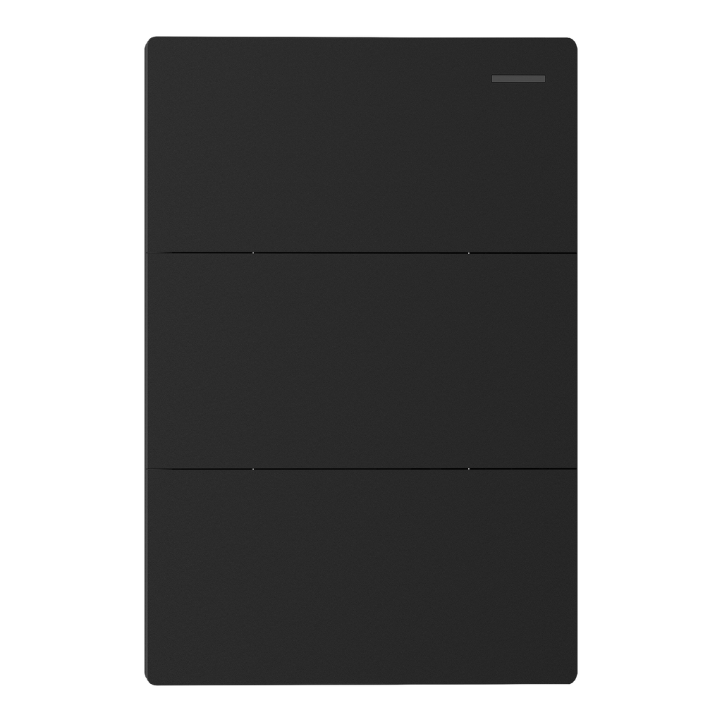 MODULO 3 PUNTOS TECLA MILAN NEGRO MACROLED, 3 CANAL, 2 VIAS, AC 250V, 10A MAX. BASTIDOR METALICO