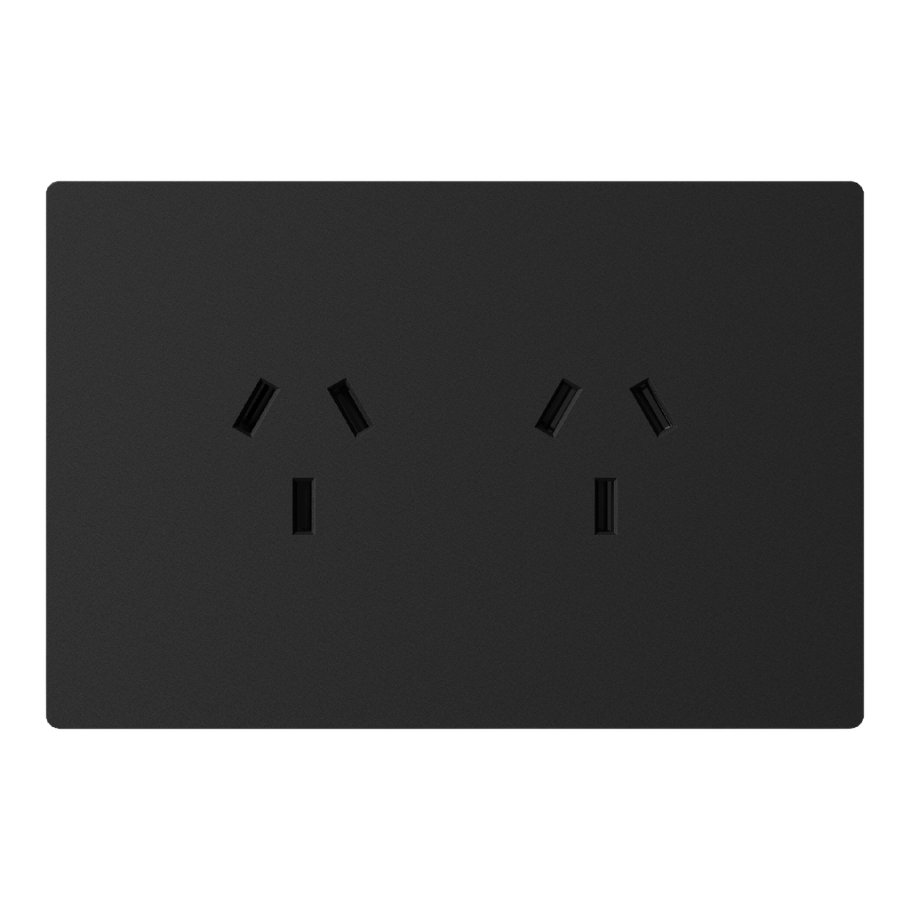 MODULO TOMACORRIENTE DOBLE MILAN NEGRO MACROLED, AC 250V, 10A MAX. BASTIDOR METALICO