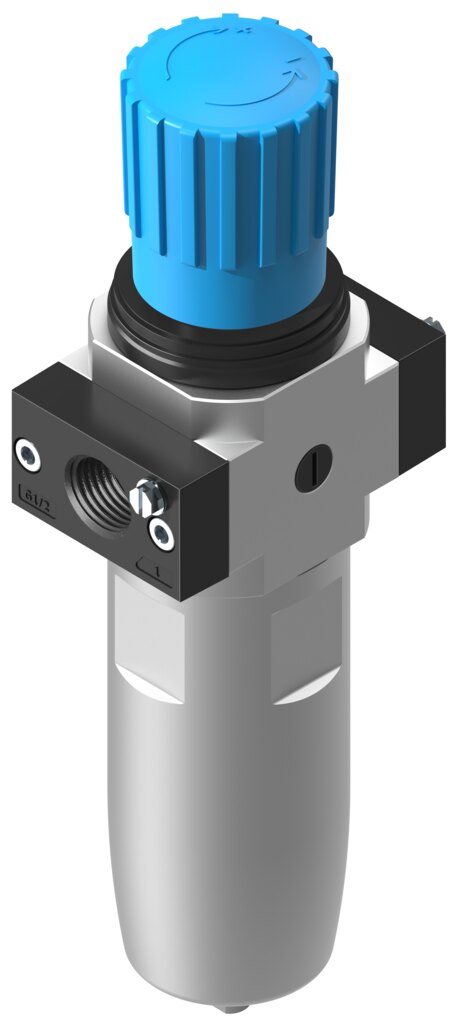 FILTRO-REGULADOR / ROSCA G1/2 / REGULACION 0,5-12 BAR / FILTRACION 40 µM / PURGA MANUAL / SIN MANOMETRO - P/ MANOM. 1/4 / PROT. ATEX