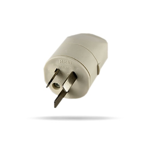 [123356] FICHA MACHO 2X 10A+TIERRA  PATA PLANA - SALIDA TRASERA COLOR BLANCO/MARFIL  CONFORME NORMA IRAM 2073 (EX 103.273.22.05)