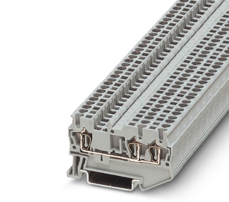 [3031241] (CONSULTAR) BORNE P/CARRIL MULTIP C/CONEX. RESORTE DOBLE 1 LADO 0.2-2.5 MM2 ANCH 5.2 MM GRIS