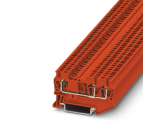 [ST1.5TWINRD] (DISCONT) BORNE P/CARRIL MULTIP C/CONEX. RESORTE DOBLE 1 LADO 014-1.5 MM2 ANCH 4.2 MM ROJO