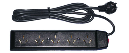 [0000210160204] TOMA MULTIPLE UNIV (5 TOMAS PATAS PLANAS) CON CABLE 3mts Y FICHA NEGRO  (ZAPATILLA CON CABLE)