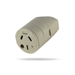 [142369] FICHA HEMBRA 2X 10A+TIERRA PATA PLANA - SALIDA TRASERA GIRATORIO - COLOR BLANCO - TOMACORRIENTES CON TRABA DE SEGURIDAD - CONFORME NORMA 2086