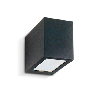 [148193] (DISCONT) APLIQUE P/PARED RECTANG 11X26CM  P/1X 150W 1 LENT/1 VIDR PLANO  HALOG NEGRO (HO)