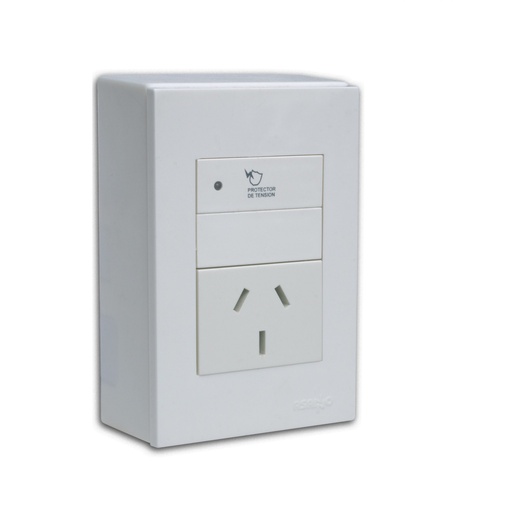 [164763] PROTECTOR SOBRE Y BAJA TENSION P/MONTAJE EN PARED TOMA 20A  * * * CON RETARDO DE ARRANQUE  * * *