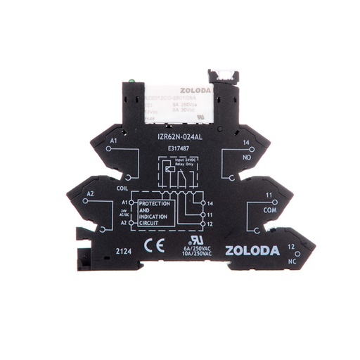 [IZER62-012AL-012CN-2501I06] INTERFACE ELECTROM 6.2MM RESORTE 1 CONT INV Ent: 12VCA/CC Sal: 250V 6A   221.002