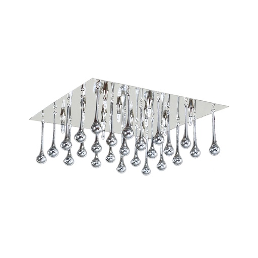 [166806] PLAFON CUADRADO 4X 50W BI-PIN LAGRIMA CRISTAL C/TRAFO Y LAMP ALESSANDRA