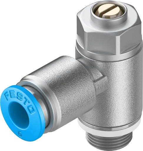 [GRLA-1/8-QS-6-D] VALVULA ESTRANGULACION-ANTIRRETORNO / FORMA L / ROSCA G1/8 - RACOR 6MM / ESTRANG. ESCAPE