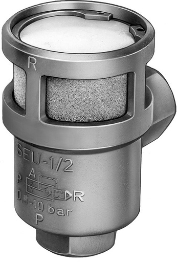 [SEU-1/2] VALVULA DE ESCAPE RAPIDO C/ SILENCIADOR / ROSCA INT. G1/2 / CAUDAL NOM. 4020 L/MIN / PRESION DE FUNC. 0,3-10 BAR