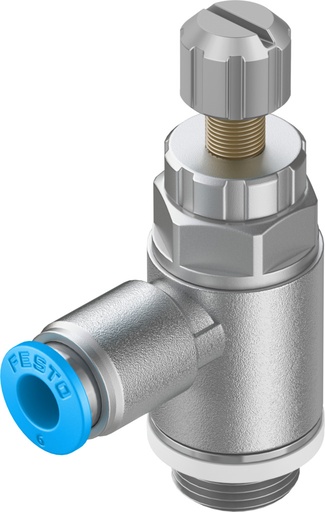 [GRLA-1/4-QS-8-RS-D] VALVULA ESTRANGULACIO-ANTIRRETORNO / FORMA L / ROSCA G1/4 - RACOR 8MM / AJUSTE TORNILLO MOLETEADO / ESTRANG ESCAPE