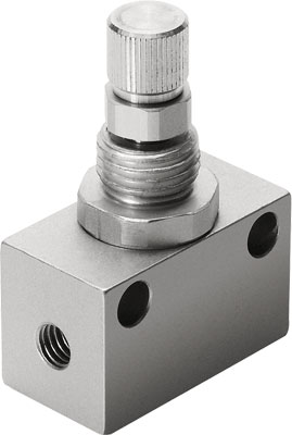 [GRO-1/8-B] REGULADORA DE CAUDAL / FUNCION ESTRANGULACION / CAUDAL NOM. 194 L/MIN / ROSCA G1/8 / PRESION FUNC. 0-10 BAR / AJUSTE TORNILLO MOLETEADO