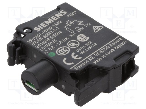[100354075] PORTALAMP C/LED INTEGRADO 24VCA/VCC VERDE P/PULSADOR LUMINOSO O LAMPARA   3SU1401-1BB40-1AA0