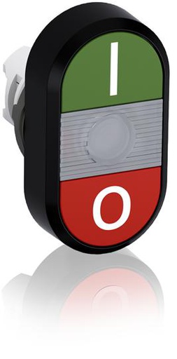 [MPD2-11C] CABEZAL PULSADOR DOBLE, LENTE TRANSPARENTE, TEXTO I/O   MPD2-11C