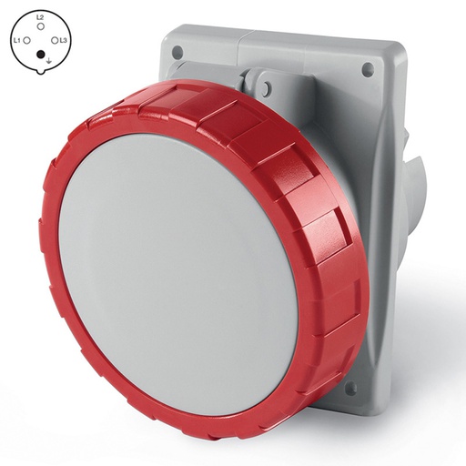 [89021] (H.A.S.) BASE EMPOTRABLE / TOMA DE EMBUTIR 3P+T 32A IP67 380V SERIE OPTIMA