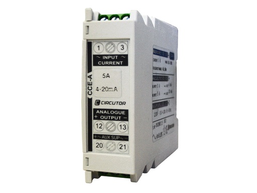 [184580] TRANSDUCTOR DE CTE. ENT. 5A      SAL. SELECCIONABLES 0–20 mA / 4–20 mA / 0–10 V / 2–10 V  220VCA   CCE-A
