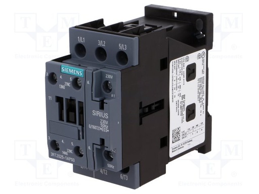 [100176198] CONTACTOR 17A 7.5KW BOB 220VCA C/AUX 1NA + 1NC S0   3RT2025-1AP00