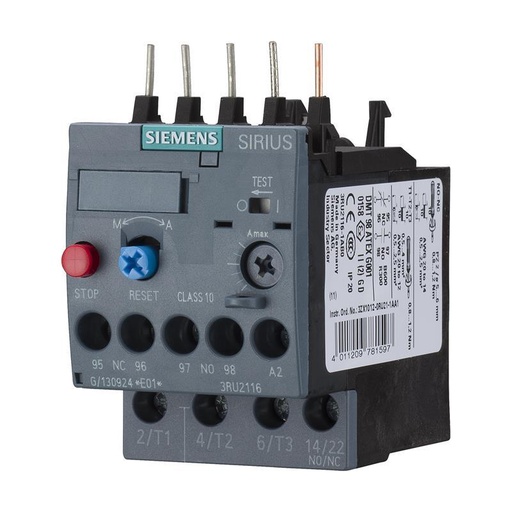 [100176277] RELÉS DE SOBRECARGA TÉRMICOS SIRIUS INNOVATIONS S00,REGULACIÓN 0,7 - 1 A, 1NA+1NC   3RU2116-0JB0