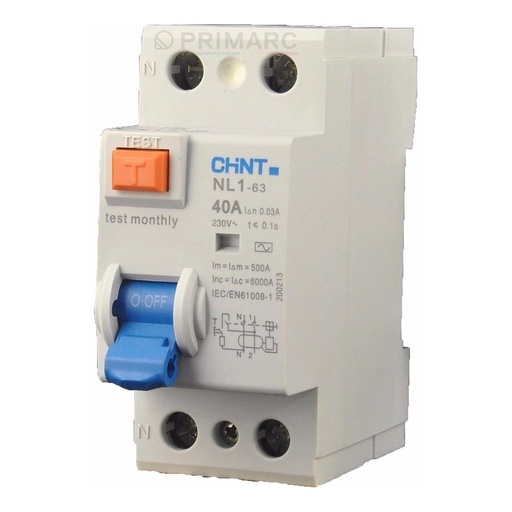 [94188] INT DIFERENCIAL 2X 40A 30mA 6KA   (EX NXL-63 1P+N 40A 30mA AC 6kA)