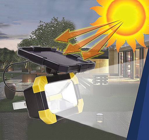 [95509] PROYECTOR SOLAR GARDEN INALAMBRICO 25W LED RECARGABLE C/BATERIA DE LITIO INCORPORADA, APTO INTEMPERIE IP65, ENCENDIDO AUTOMATICO DE NOCHE - APAGADO DE DIA, RECARGA POR PANEL SOLAR INALAMBRICO   SOLAR - GARDEN