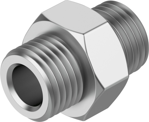 [NPFC-D-2G14-M] EMPALME DOBLE RECTO / ROSCA  G1/4 / LATON NIQUELADO