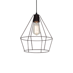[99333] COLGANTE TIPO JAULA DIAMANTE DIAMETRO 25CM ALTURA 30CM ALAMBRE NEGRO