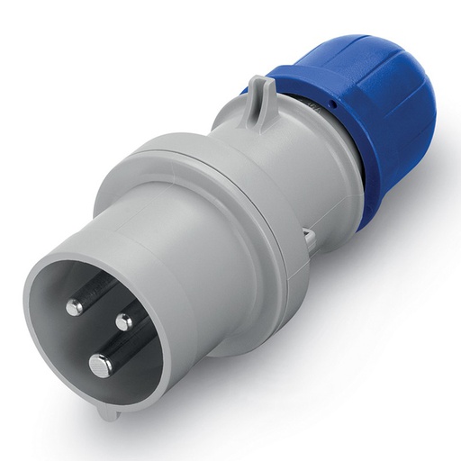 [100493] FICHA MACHO 2P+T 32A IP44 220V 6H C/PRENSACABLE SERIE OPTIMA