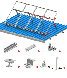 [193523] Conjunto estructura aluminio solar para 4 paneles verticales o 2 paneles horizontales techo plano (arreglo de 1 final con 4 columnas) (ángulo de instalación a determinar por instalador según localización y exigencias estructurales de la instalación) - distancia máxima de bordes 1/4 del largo del panel