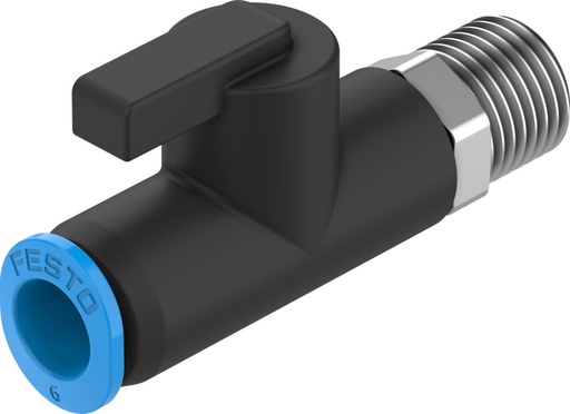 [QH-QS-6-1/8] VALVULA MANUAL / 2/2 BIEST. / ROSCA R1/8 - RACOR 6MM / CAUDAL NOM. 560 L/MIN