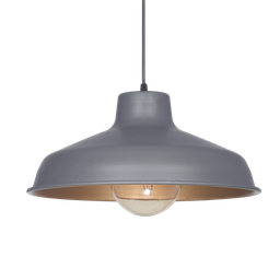 [104629] COLGANTE CHAPA CONO 1 LUZ PANTALLA 40cm GRIS PLOMO, INTERIOR ORO MATE   GONNET