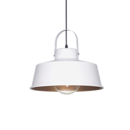 [104630] COLGANTE CHAPA CON HERRADURA 1 LUZ PANTALLA 33cm BLANCO MICRO, INTERIOR ORO MATE   RODEO