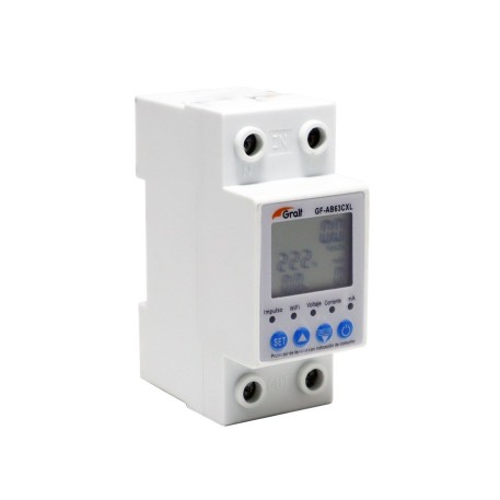 [104895] MEDIDOR DE CONSUMO + PROTECTOR DE TENSION MONOFASICO CONFIGURABLE CON VOLTIMETRO Y AMPERIMETRO 63A C/WIFI (EX GF-AB63CXL)