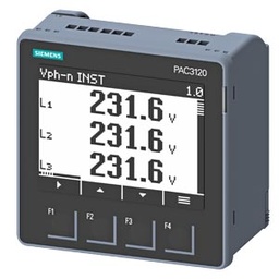 [100540471] ANALIZADOR DE RED SENTRON PAC3120 LCD 96 × 96 mm Dispositivo de vigilancia eléctrica incorporado en panel para medir magnitudes eléctricas Protocolo: Modbus RTU con display gráfico Ue nominal: 690/400 V 45-65 Hz Ie nominal: X/1 A o bien X/5 A AC Energía auxiliar: 100...250 V +– 10 % AC/DC Conexión por borne de tornillo