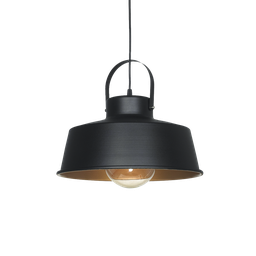 [108786] COLGANTE CHAPA CON HERRADURA 1 LUZ PANTALLA 33cm NEGRO, INTERIOR ORO MATE   RODEO