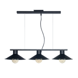 [109373] COLGANTE CHAPA ECO DIAMETRO 25cm 3 LUCES NEGRO CON REGLETA 66cm