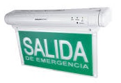 [*109459] LUZ EMERGENCIA SEÑALIZ LED CARTEL DE &quot;SALIDA DE EMERGENCIA&quot; C/LUZ DE EMERG. AUTOM. PERMANENTE IP43 LEDS BLANCOS Litio-Ion 3.7v 2.0Ah 6hs. AUTONOMIA (LETRAS BLANCAS S/ FONDO VERDE)