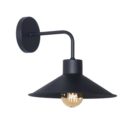 [109576] APLIQUE PARED PANTALLA CHAPA ECO DIAM 25CM C/ BARRAL "L" NEGRO