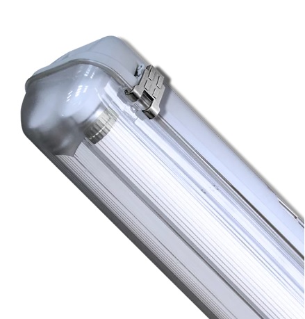[109711] ARTEF PLAFON ESTANCO DE 1200mm VACÍO C/ZOCALO P/TUBOS LED 2x 18W (SIMIL MAREA 220 2x 36W) CON GRAMPAS DE ACERO INOXIDABLE