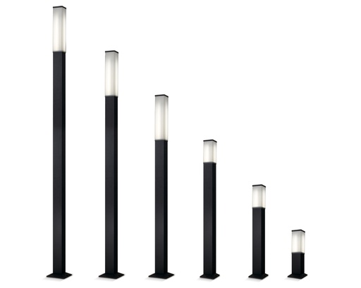 [109743] FAROLA ALUMINIO CUADRADA 2MTS E27 COLOR NEGRO