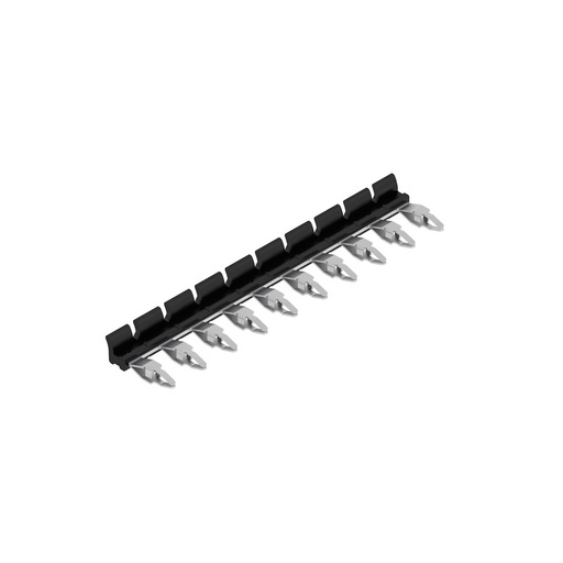 [2556480000] PUENTE DE INTERCONEXION ENCHUFABLE. APLICA A BORNES RELES MODELO TRS Y OPTOACOPLADORES TIPO BORNE MODELO TOS DE 6.4mm DE ANCHO. TENSION NOMINAL: 250V. CORRIENTE NOMINAL: 17.5A. PARA 10 PUNTOS DE INTERCONEXION MAXIMO. CUBREPEINE COLOR NEGRO   TCC 6.4/10BK