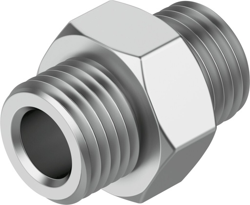 [NPFC-D-G38-G12-M] EMPALME DOBLE RECTO / ROSCA EXT.  G3/8 - G1/2 / LATON NIQUELADO