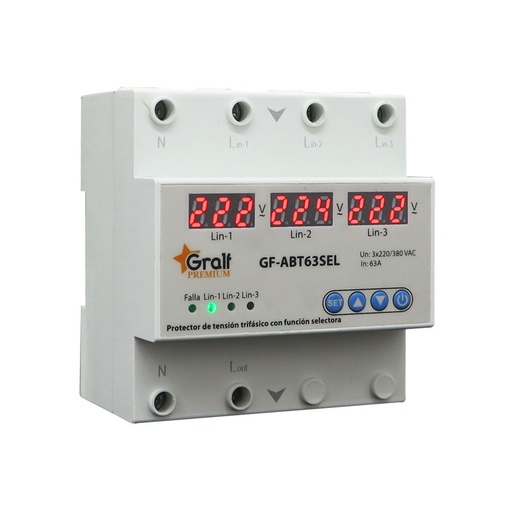 [111982] PROTECTOR DE TENSION TRIFASICO CON FUNCION SELECTOR AUTOMATICO DE FASE (ENTRADA TRIF SALIDA MONOF)