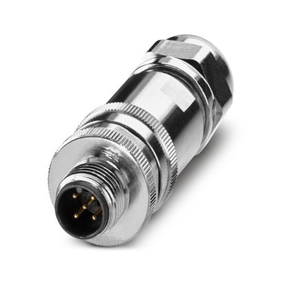 [SACC-M12MS-5CON-PG 9-SH] CONECTOR UNIV. RECTO MACHO M12 - 5P, APANTALLADO, codif. A, Conex. tornillo, material de moleteado: Latón, niquelado, prensaestopas Pg9, diám. ext. cable 6mm...8mm
