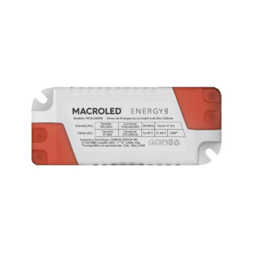 [112562] DRIVER DE EMERGENCIA 6W, 12W, 18W, 24W MACROLED AC180-265V